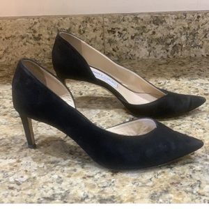 Jimmy Choo Vintage Black Suede Pointed Toe D’Orsay Heels 39 1/2 (US9.5)